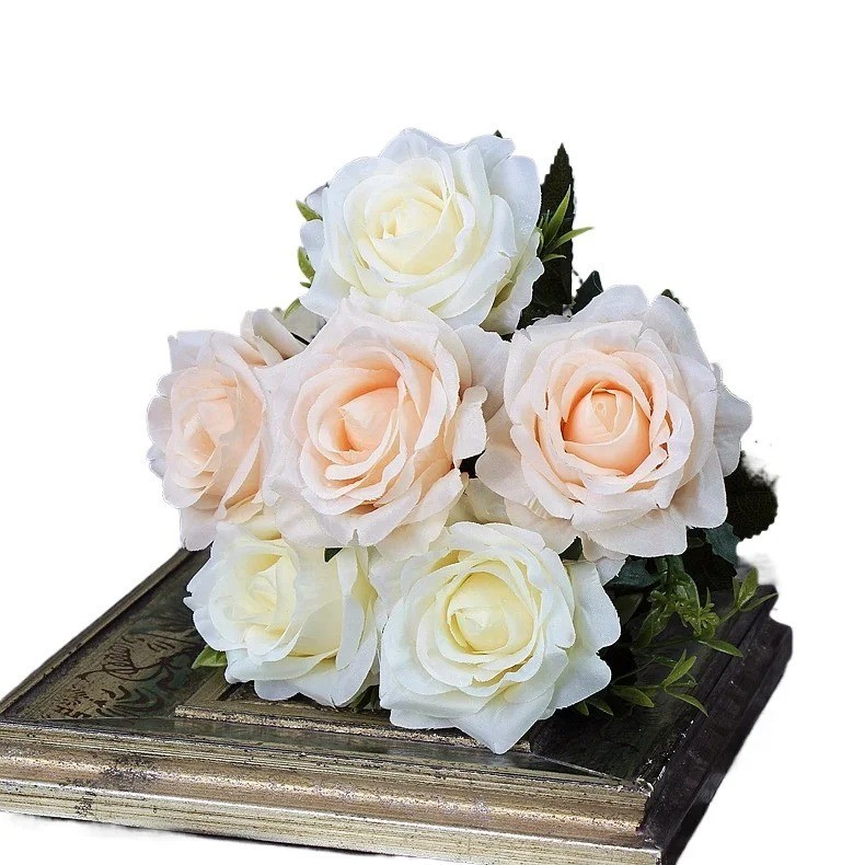 High-quality Silk Orange Rose Artificial Flowers for Wedding Decoration, Big and