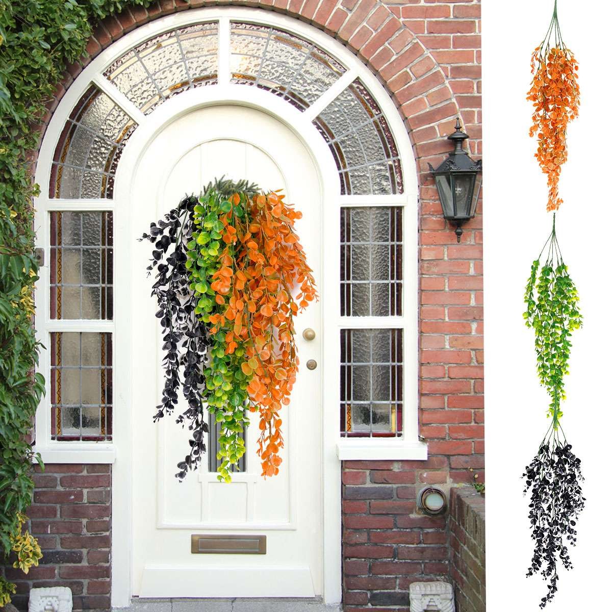 1-3Pcs Artificial Fake Hanging Basket Plants Silk Flower Vine Home Outdoor Decor