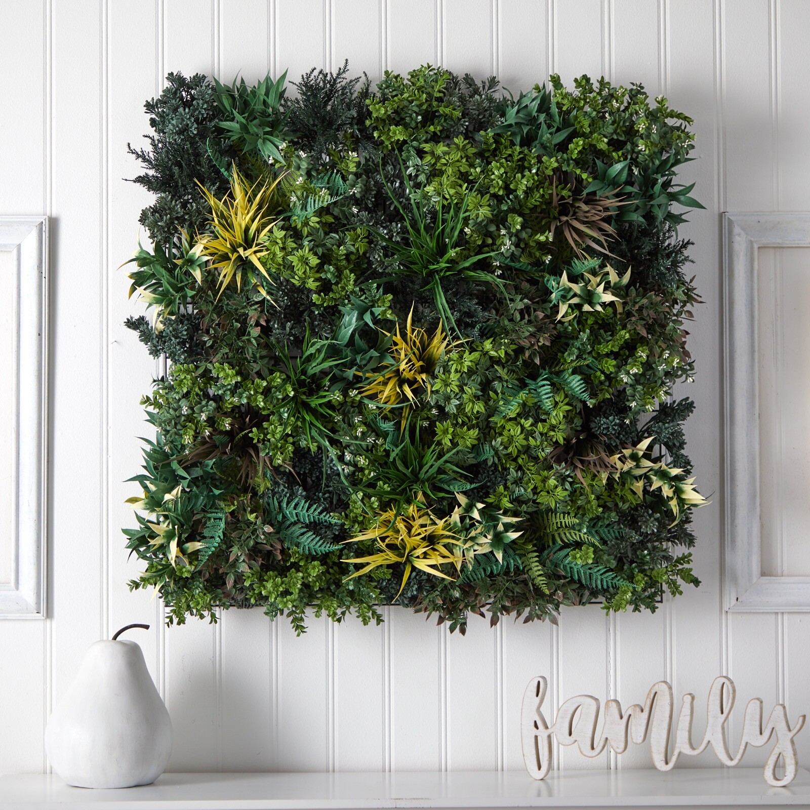 3’ Mixed Foliage Fern Living Wall Panel w/Frame UV (Indoor/Outdoor). Retail $499