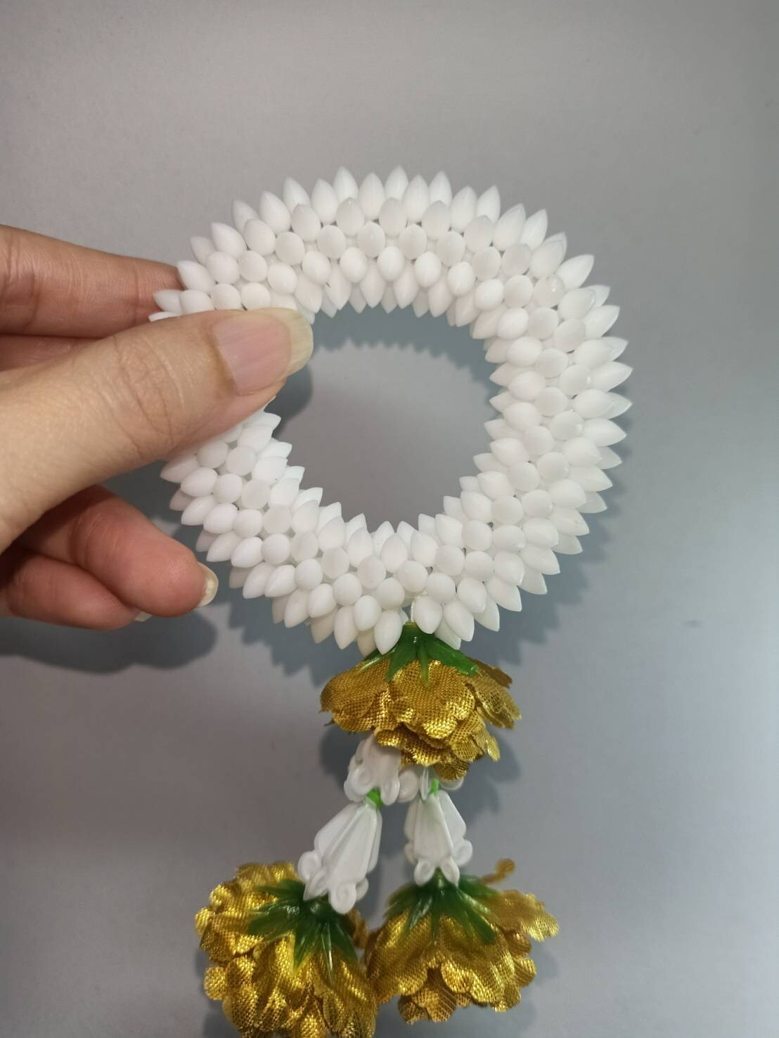 Pair Gold Silver Flower Fabric Plastic Garland Round Malai Jasmine Artificial mi