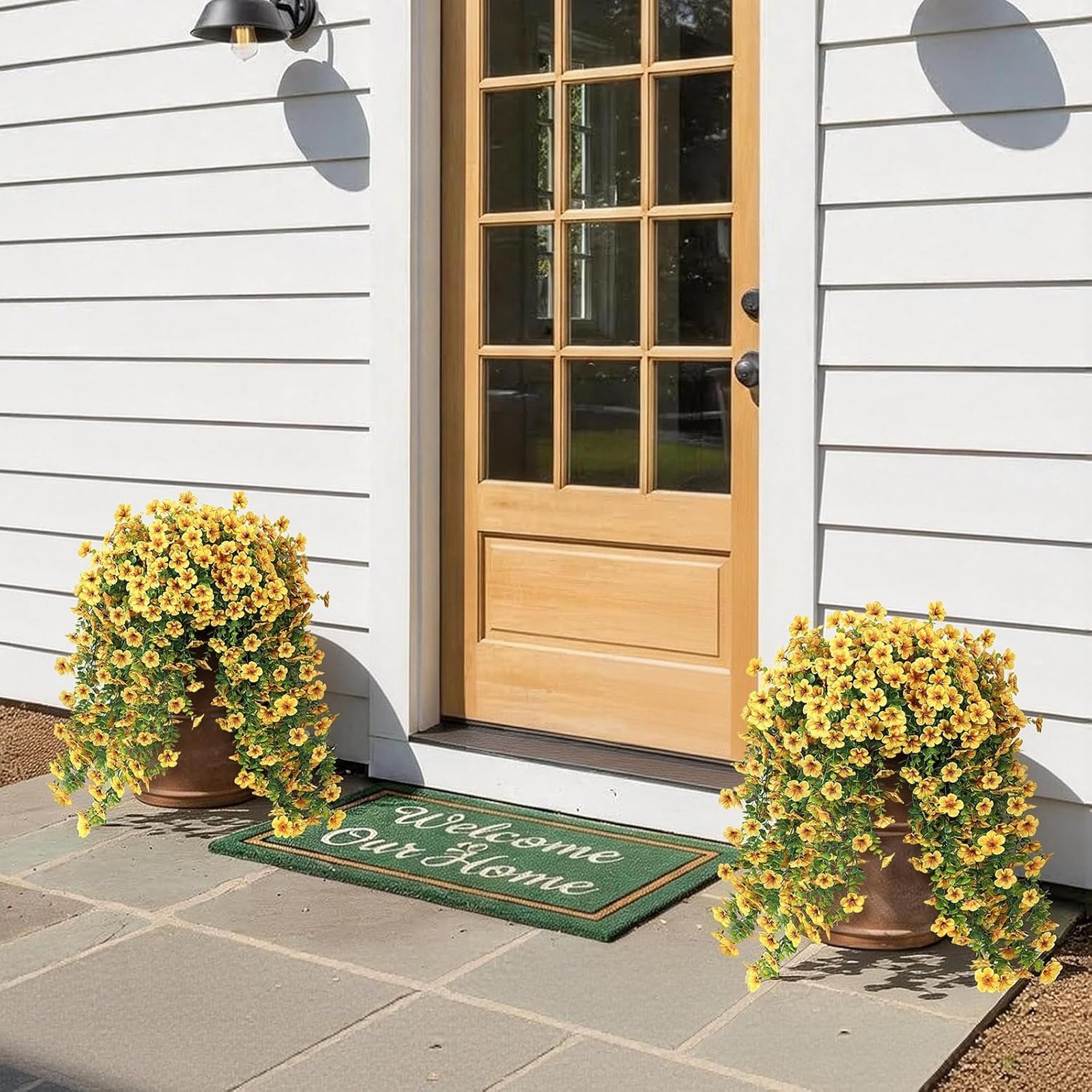 Artificial Hanging Morning Glory Flowers Set of 4 Silk Fake Outdoor Garden Decor