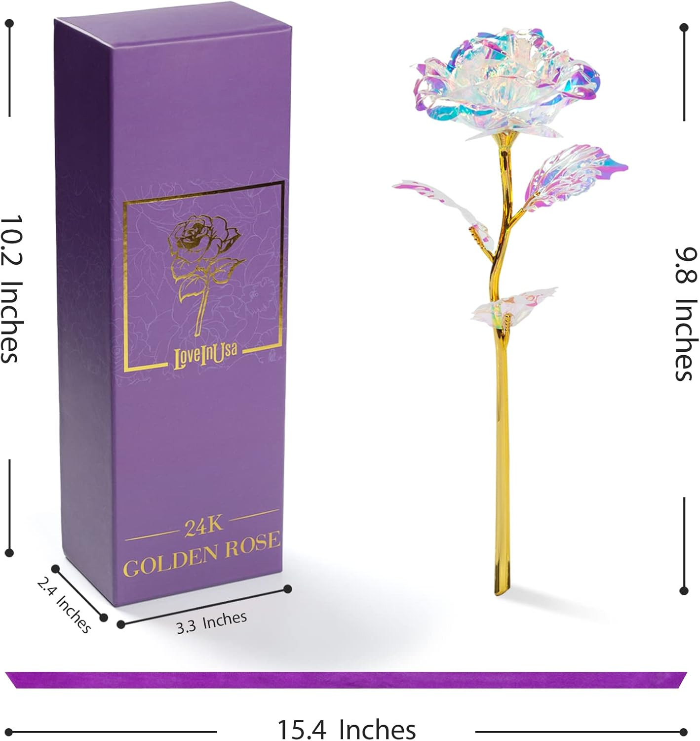Artificial Galaxy Rose Flower Gifts for Her, Galaxy Eternity Rose Glass Forever