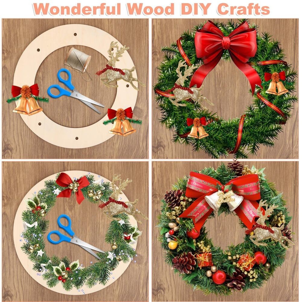Wooden Wreath Frames 20 Pack Shape with Holes for Craft Projects