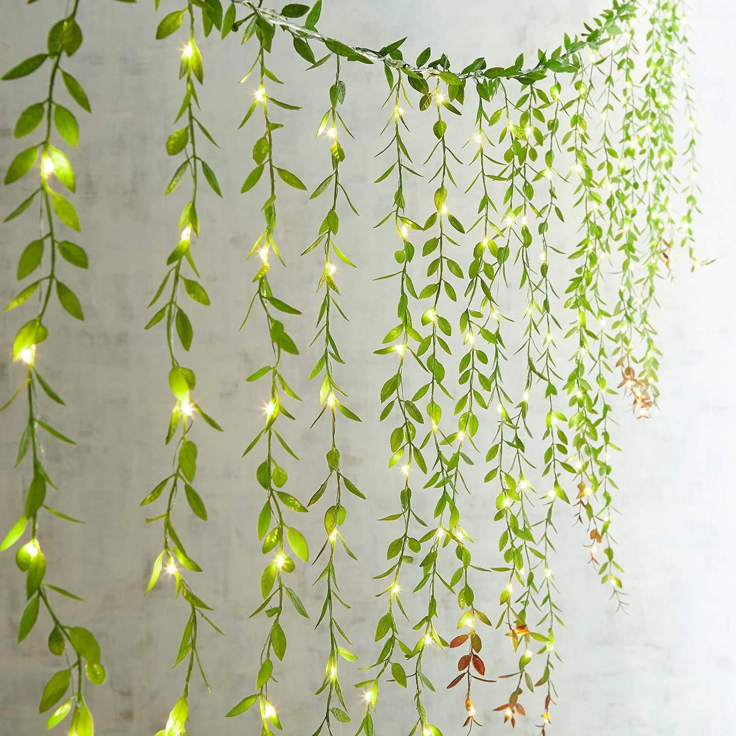 Artificial Hanging Vines, 10 Pack Fake Ivy Weeping Willow Greenery Leaves Pla…