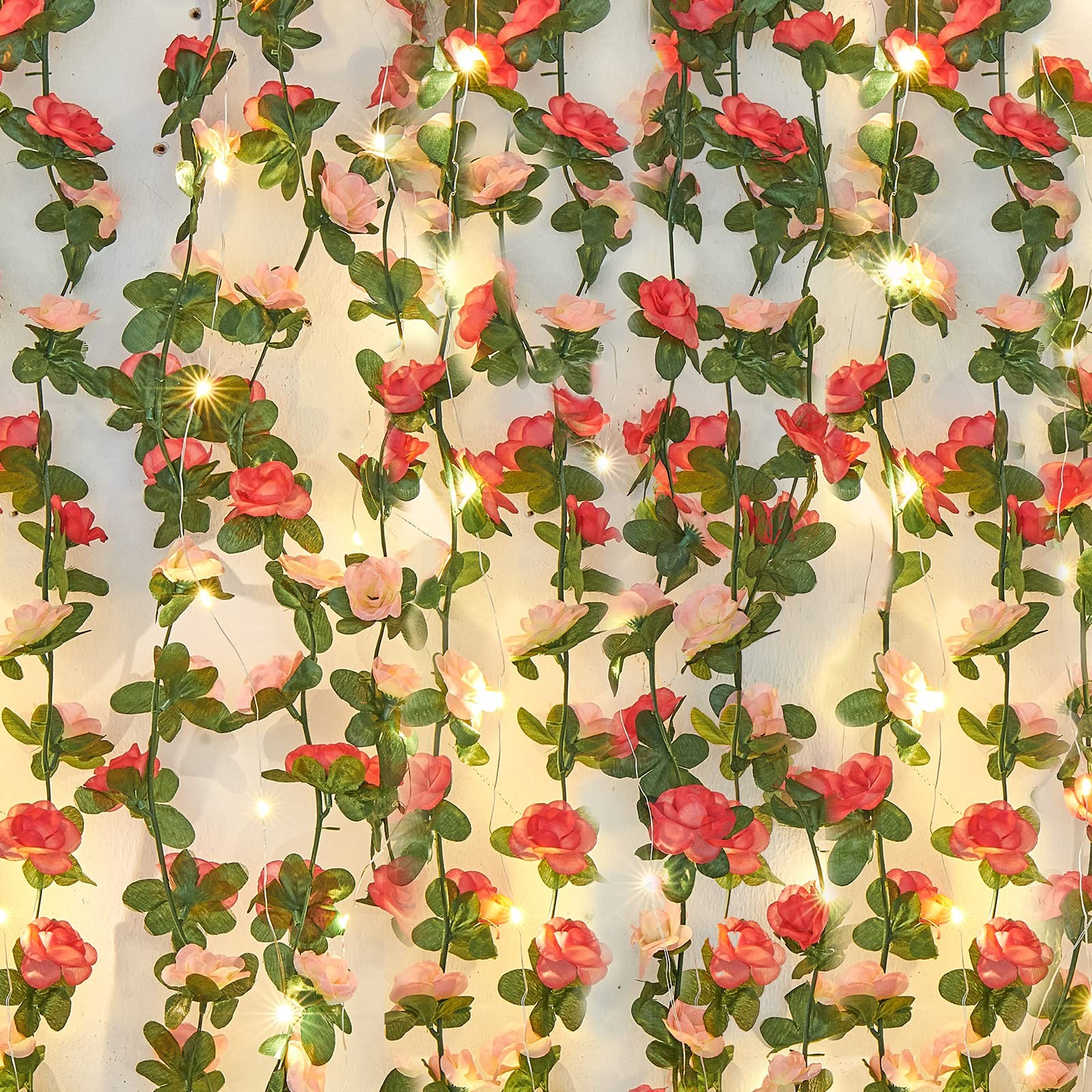 Flower Garland Rose Vines, 2 Strands 16.5Ft Flowers Vines for Bedroom with 16…