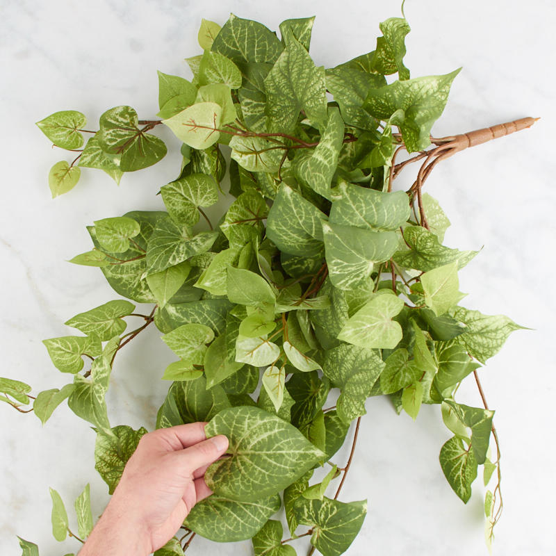 28″ Light Green Artificial Potato Leaf Hanging Bush