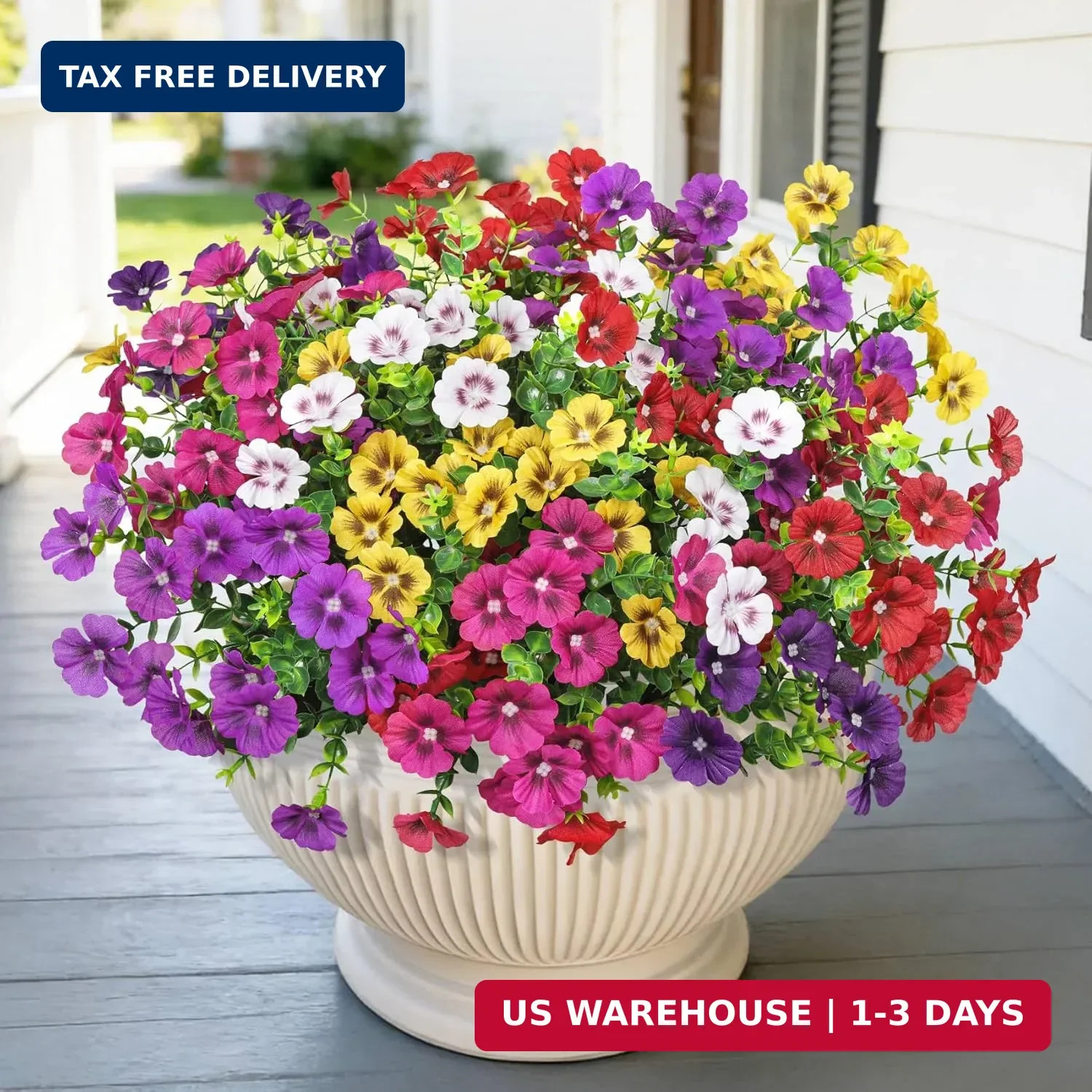 24 Bundles Artificial Flowers for Outdoors Fake Silk Flowers UV Resistant Faux P