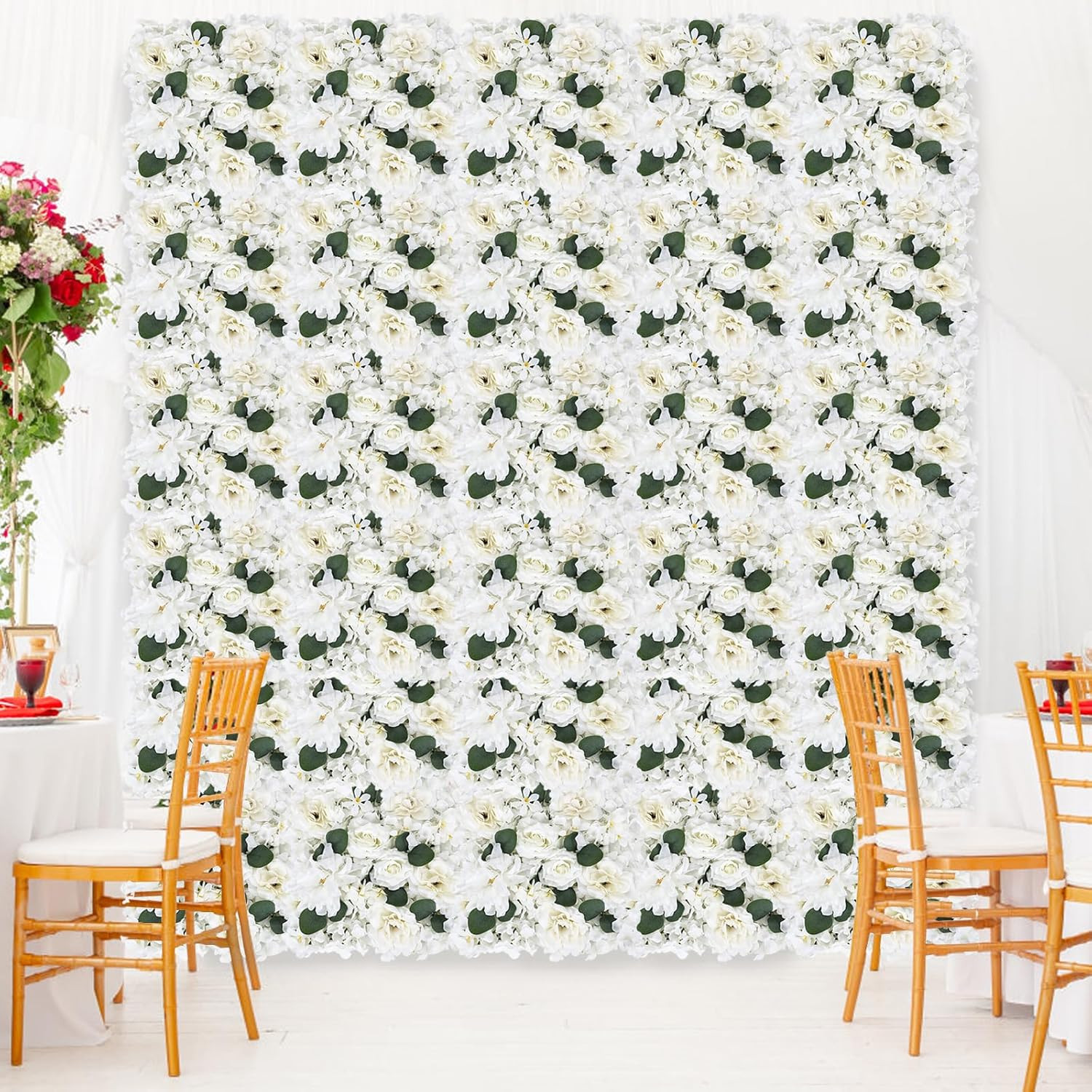 12-Pack White Silk Flower Panels for Weddings & Home Decor
