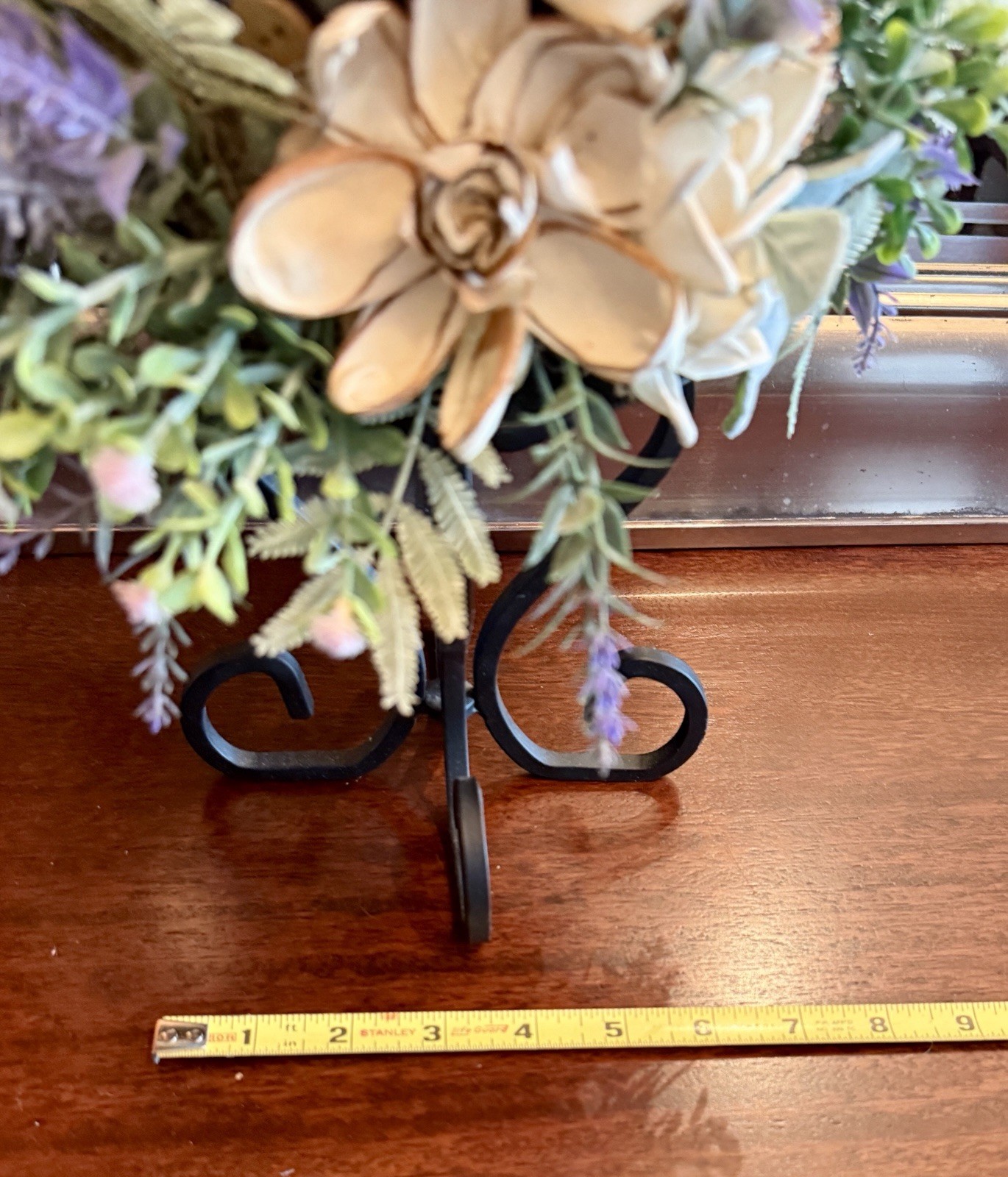 Handmade Whimsical Straw Owl Floral Arrangement Centerpiece Rustic Scroll Stand