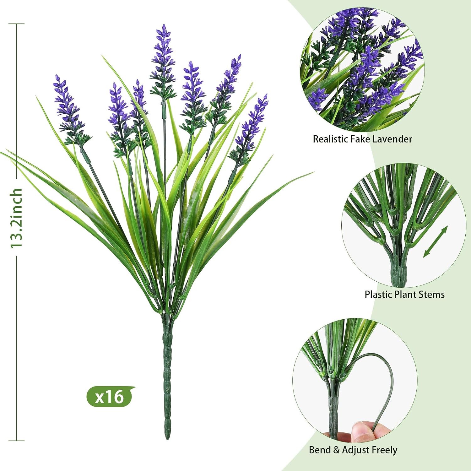 Artificial Plants Fake Lavender UV Resistant Faux Grass Outdoor Patio Decor