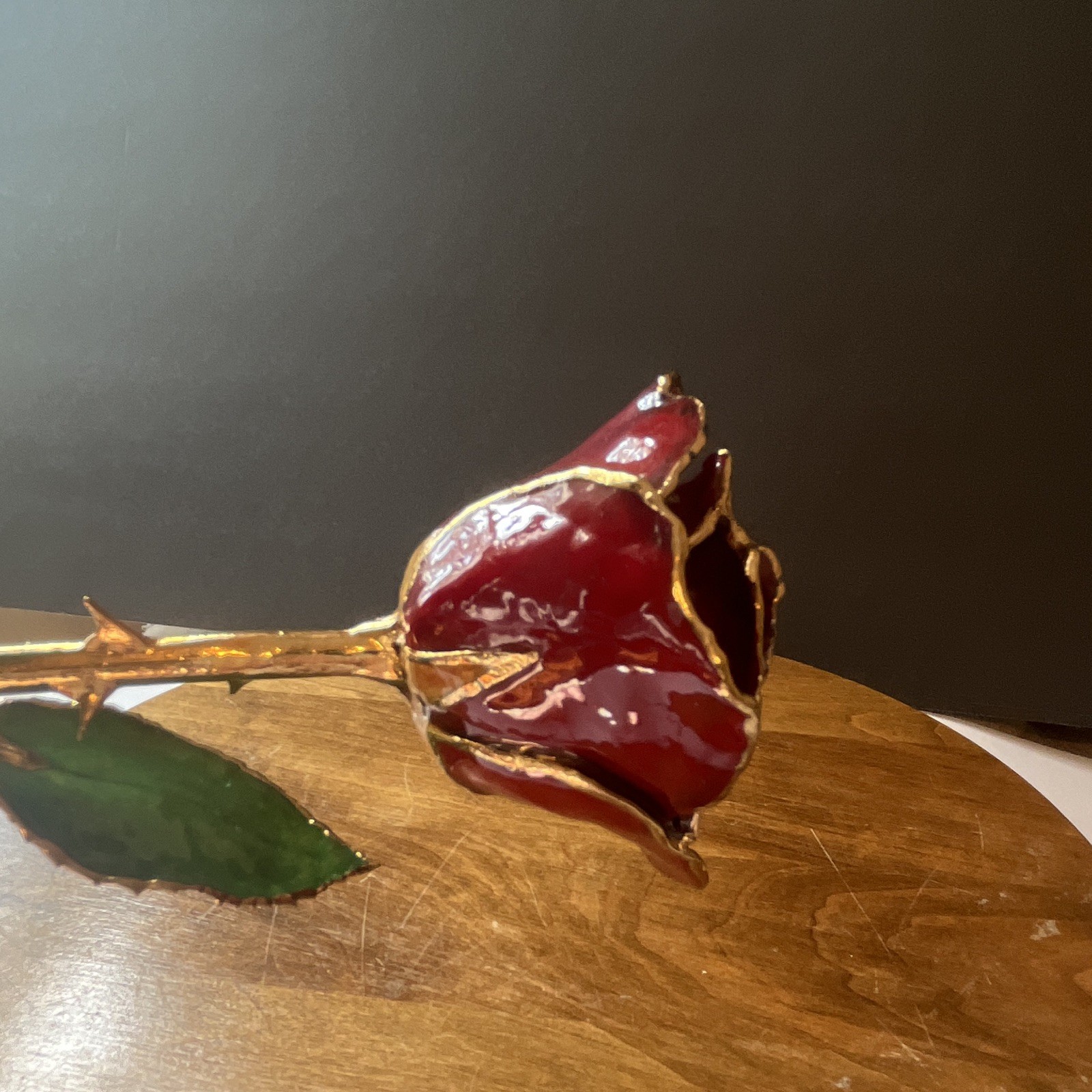 Forever Rose 24K Gold & Lacquer 12in tall Collectible Art