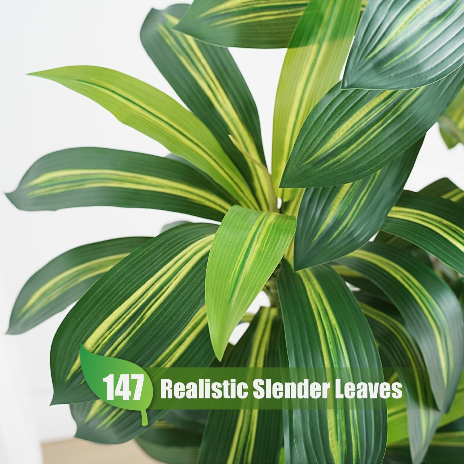 ZEEOZE Dracaena Artificial Tree 7Ft Tall White Planter Real Touch