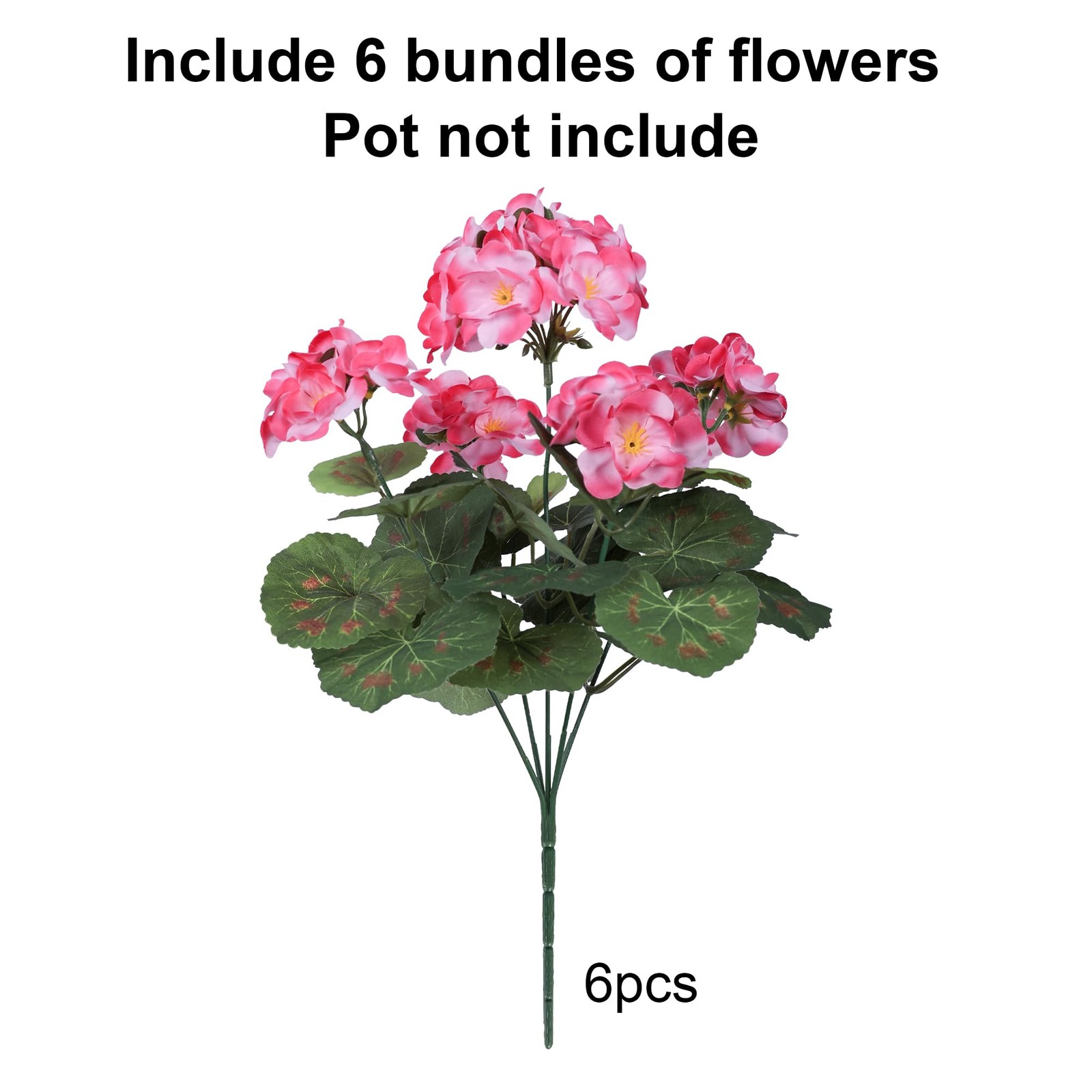 Artificial Geranium Fake Flowers for Outdoors Decoration, 6 Bundles Silk Gera…