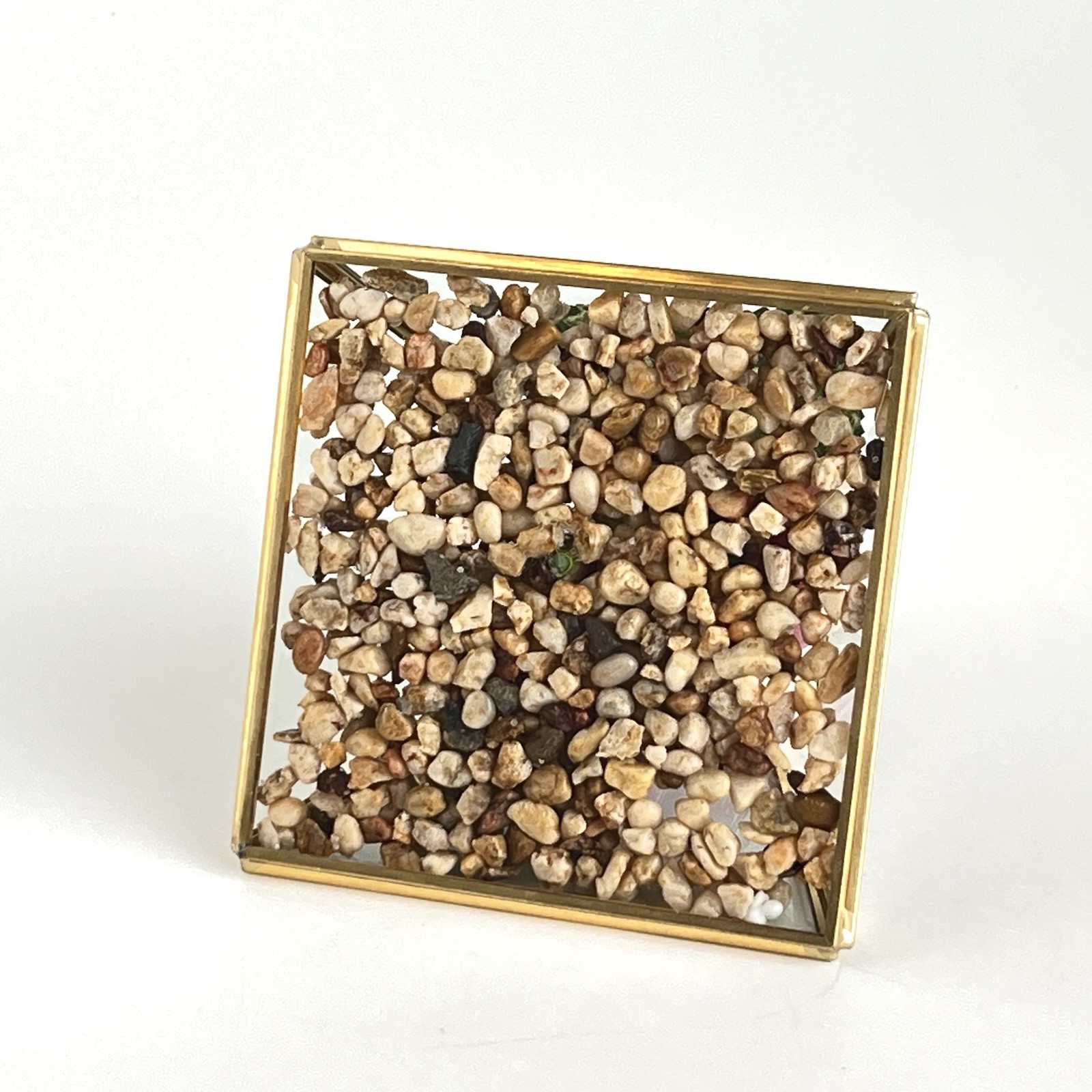 Geometric Pyramid Terrarium Tabletop Planter Artificial Succulents 6” Brass