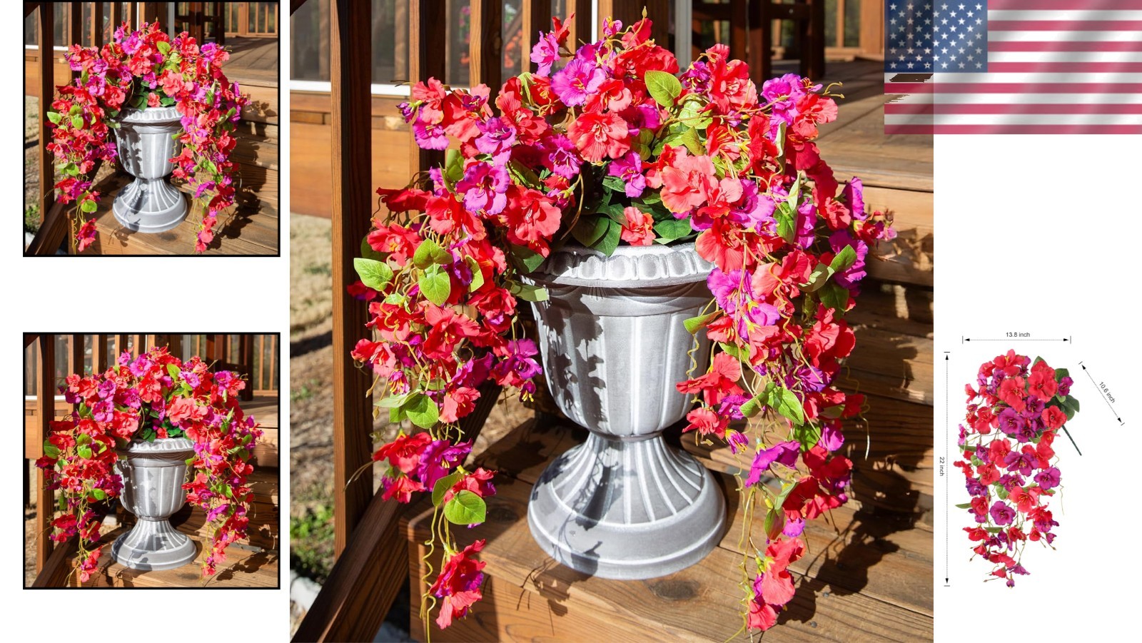 Set of 4 UV Resistant Artificial Hibiscus Flowers for Elegant Outdoor Decor