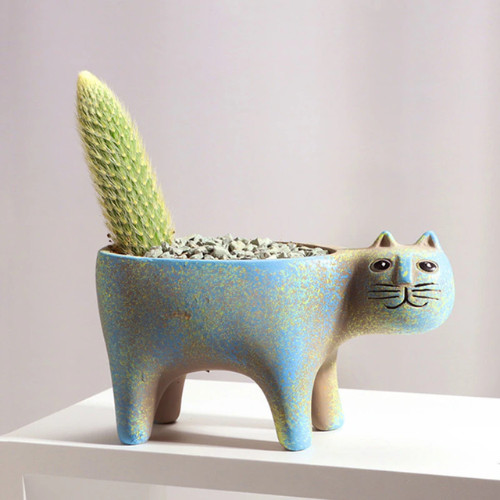 Ceramic Flower Pot Cute Sexy Cat Succulent Plant Pots Vase Simulation Animal Car
