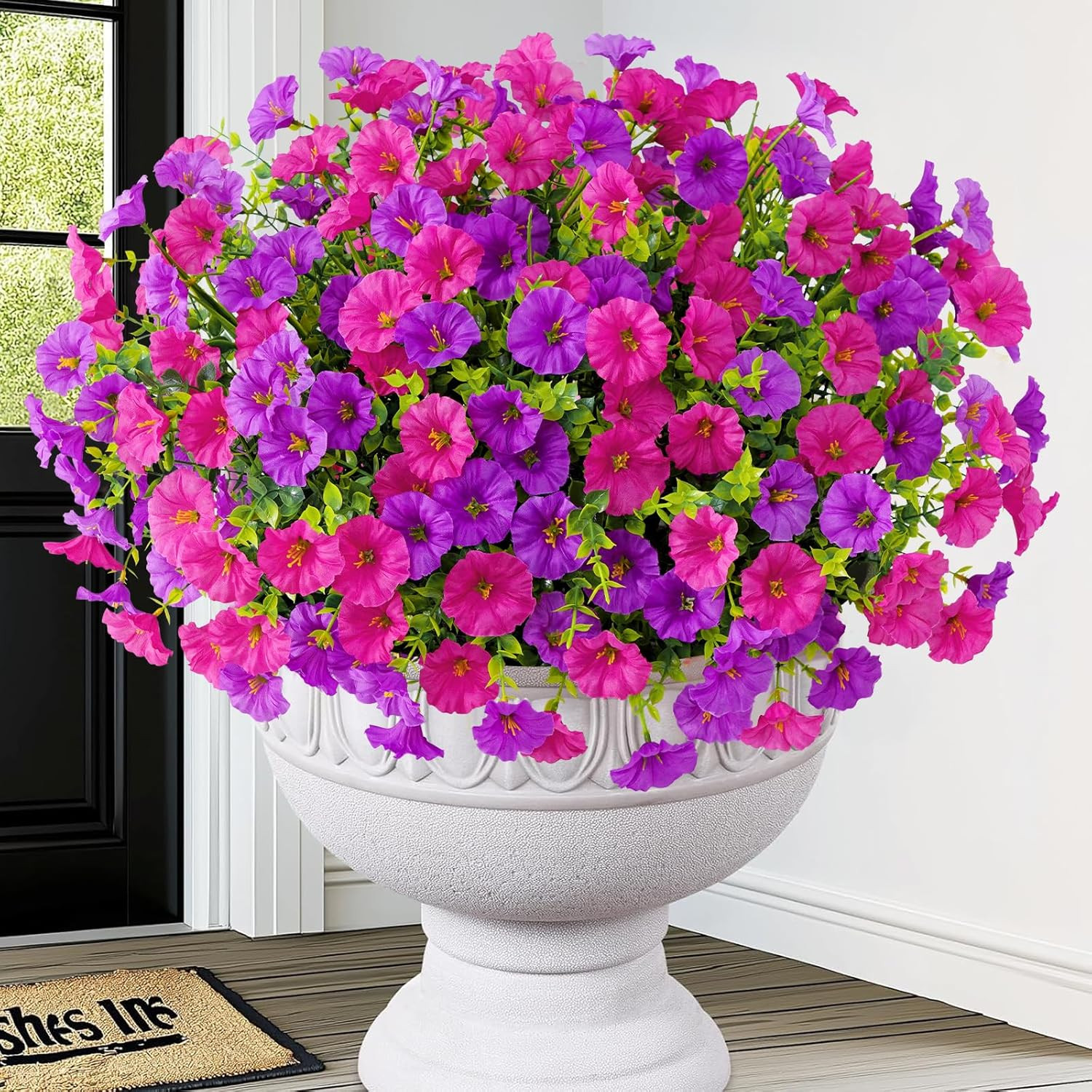 Artificial Flowers for Outdoors, 14 Bundles Fake Outdoor Flowers, UV Resistant A