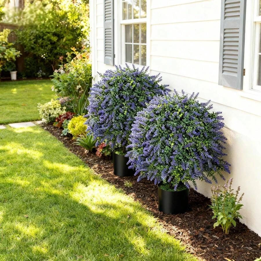Artificial Plants Outdoor 21 6 Topiary Ball Trees Lavender 2 Front Porch Faux