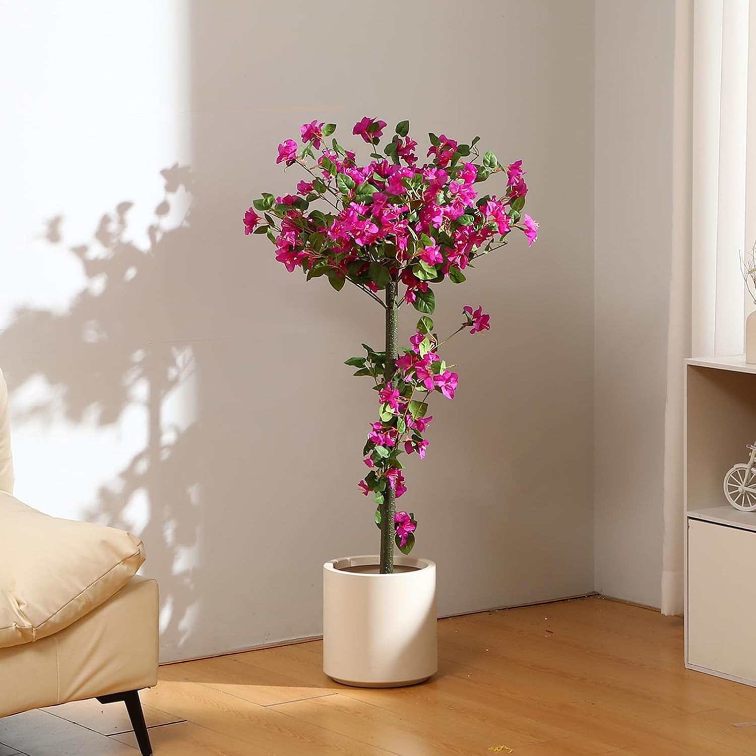 2 Pack 4Ft Artificial Bougainvillea Trees for Outdoors Faux Bougainvillea Flower