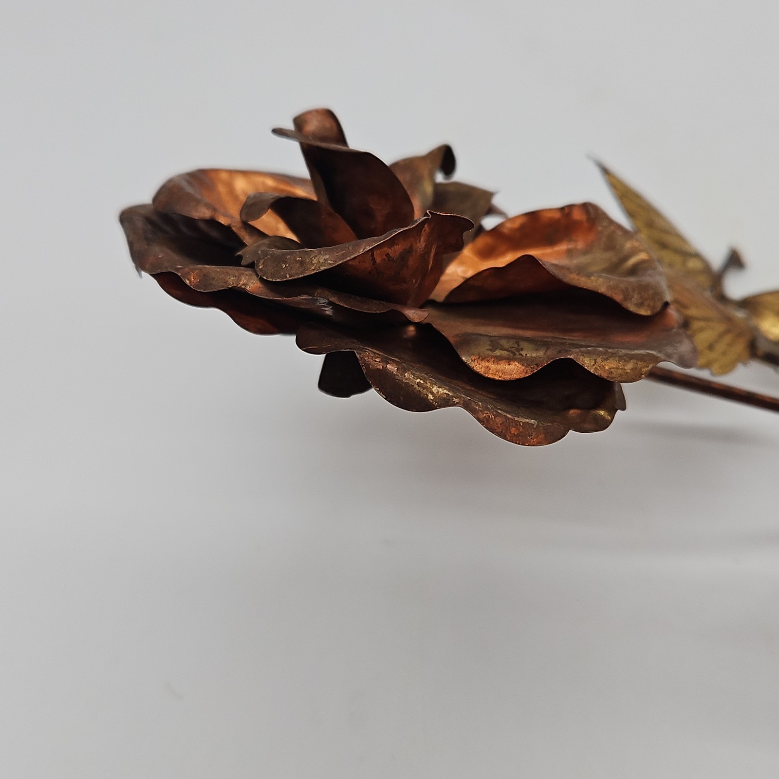 Gold Tone Brass & Copper Flower Roses Leaf Metal Wall Hanging Decor Set