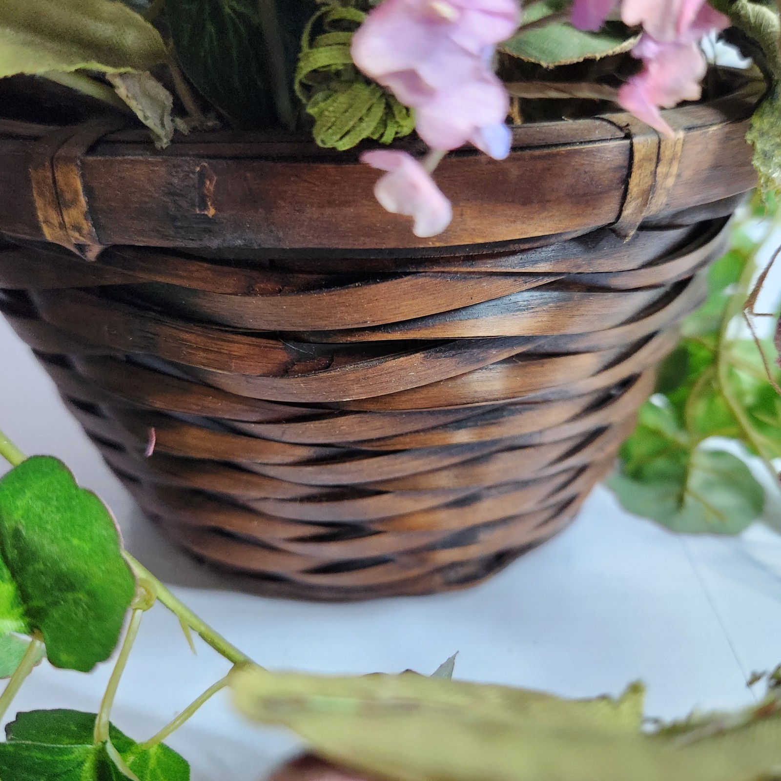 Vintage Floral Fruit Basket Centerpiece Cottagecore Rustic Farm Decor Handle