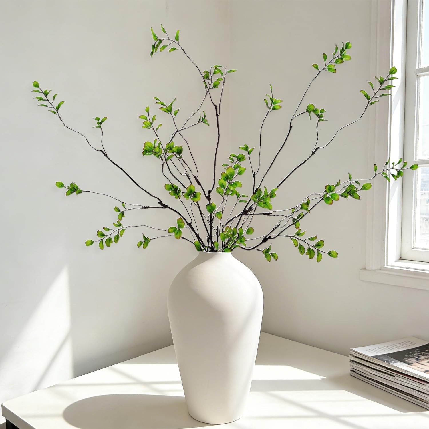 5 Pcs Artificial Ficus Branches for Vase, 38.5 Inch Faux Greenery Stems Reali…