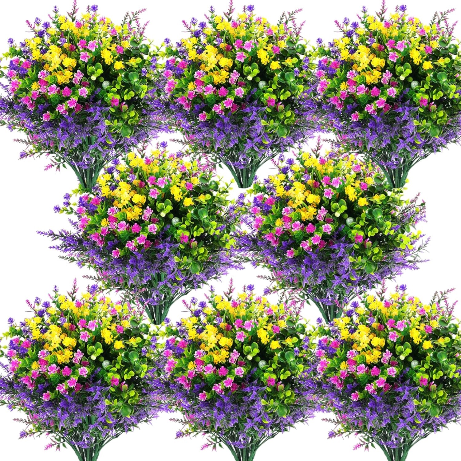 24 Pcs Artificial Flowers Outdoor, Faux Artificial Plants UV Resistant Plasti…