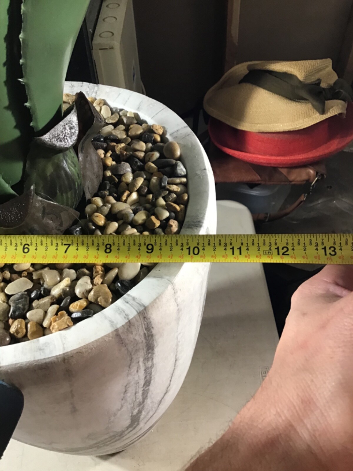 Agave with Marble Textured Planter 36” High