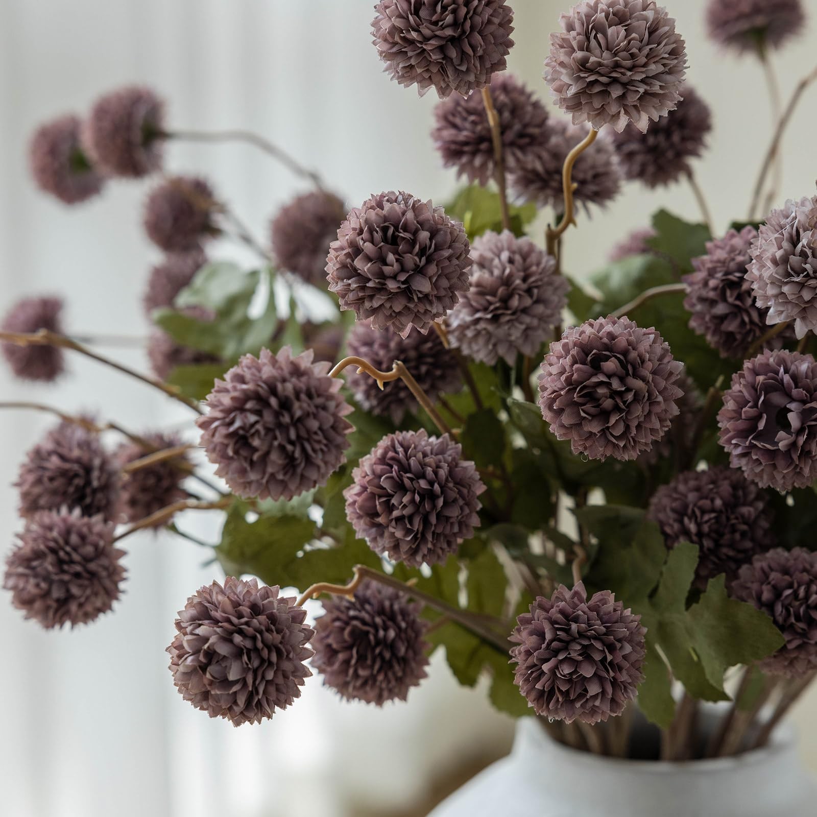 6Pcs Fake Silk Pompon Mum Artificial Flowers Bulk Small Faux Chrysanthemums w…