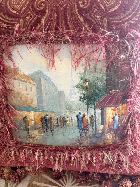 vintage decorative pillow art painting