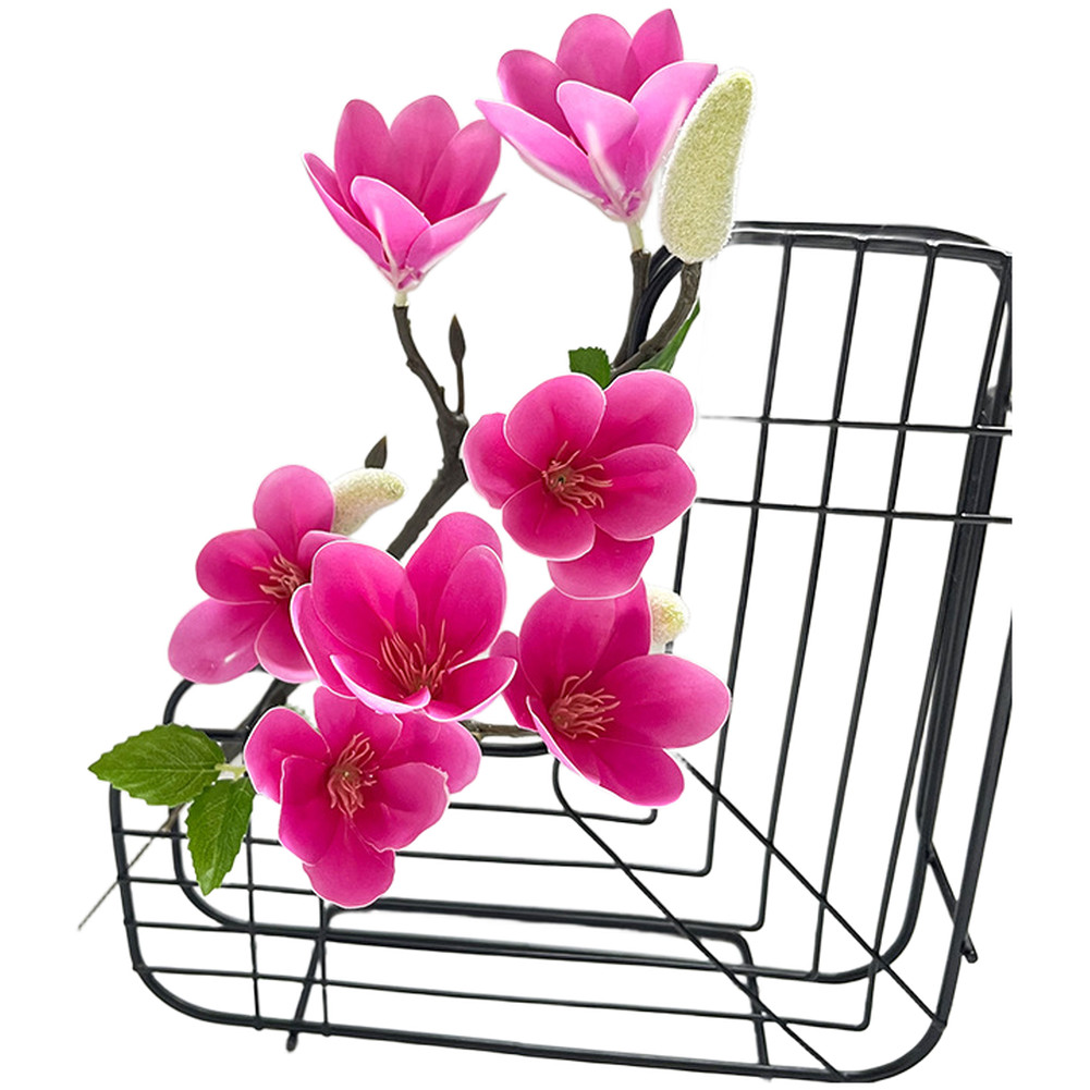 7-Bloom Magnolia Artificial Flower Stem Plastic for Table Shelf Display