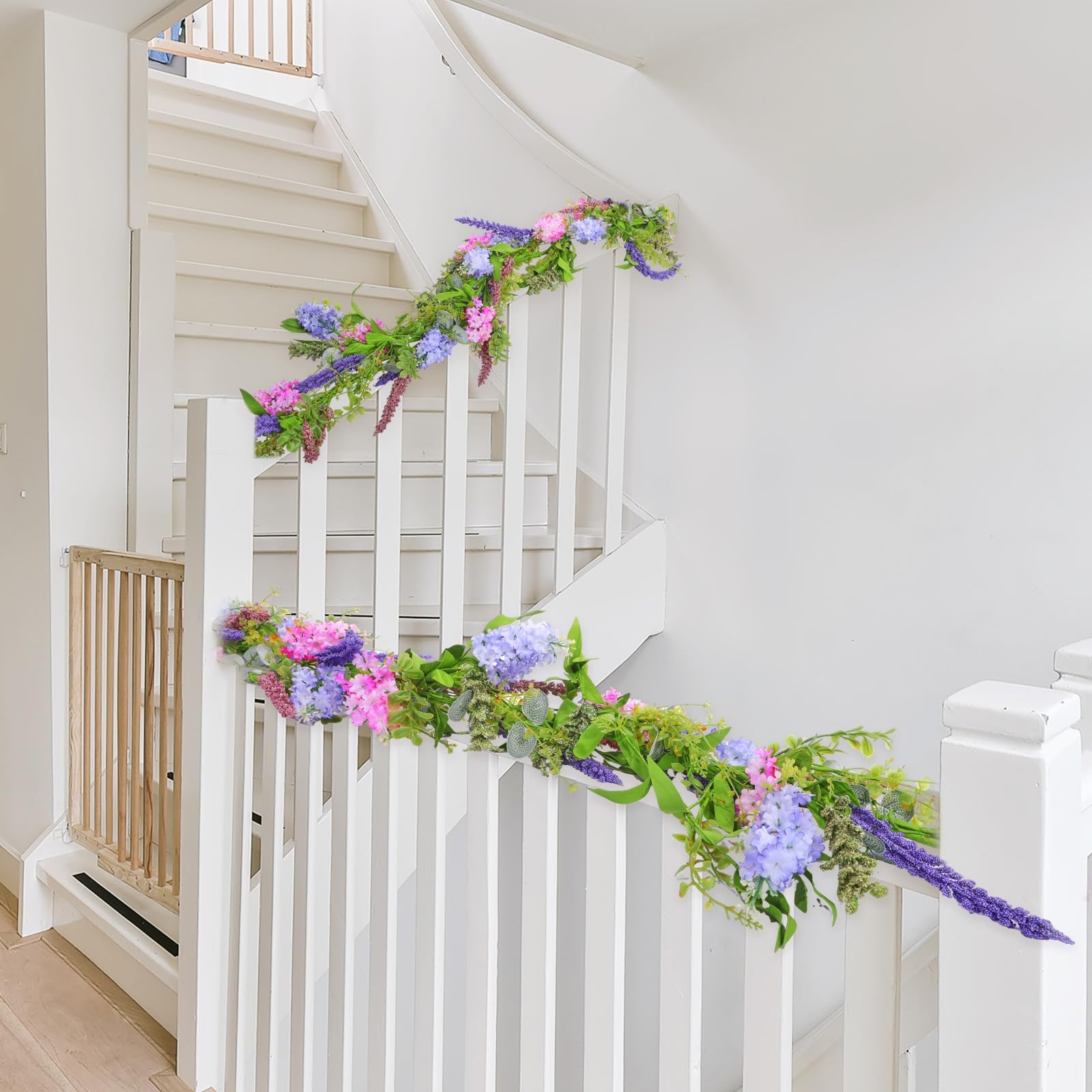1 Pcs 6 ft Artificial Flower Garland with Lilac and Lavender Purple Pink Flow…