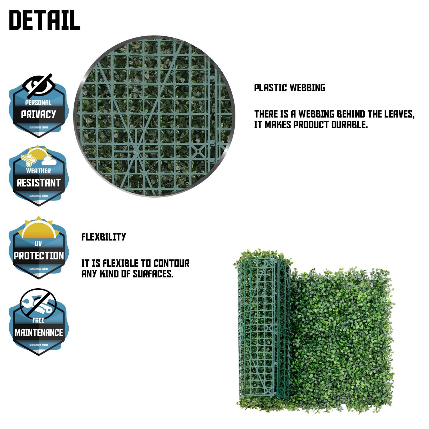 20″x20″ Artificial Faux Boxwood Leaf Greenery Fence Screen Wall Decor Panel