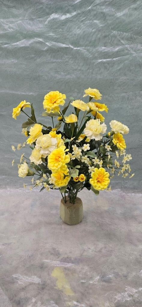 Yellow and White Faux Flower Bouquet – Adorable Floral Décor – Pastel Floral