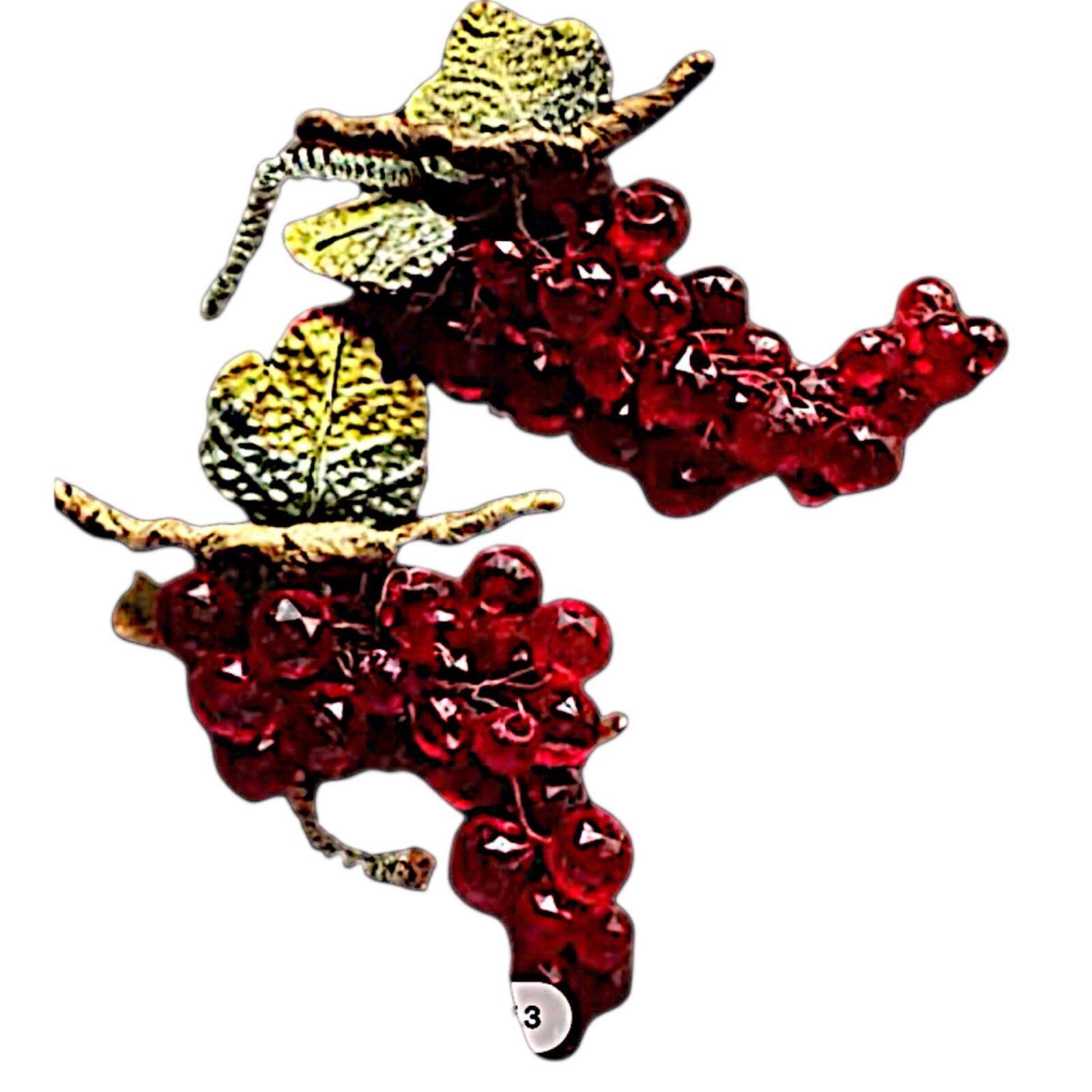 Vintage Red Lucite Grape Cluster Faceted Bead 7″ (set of 2)