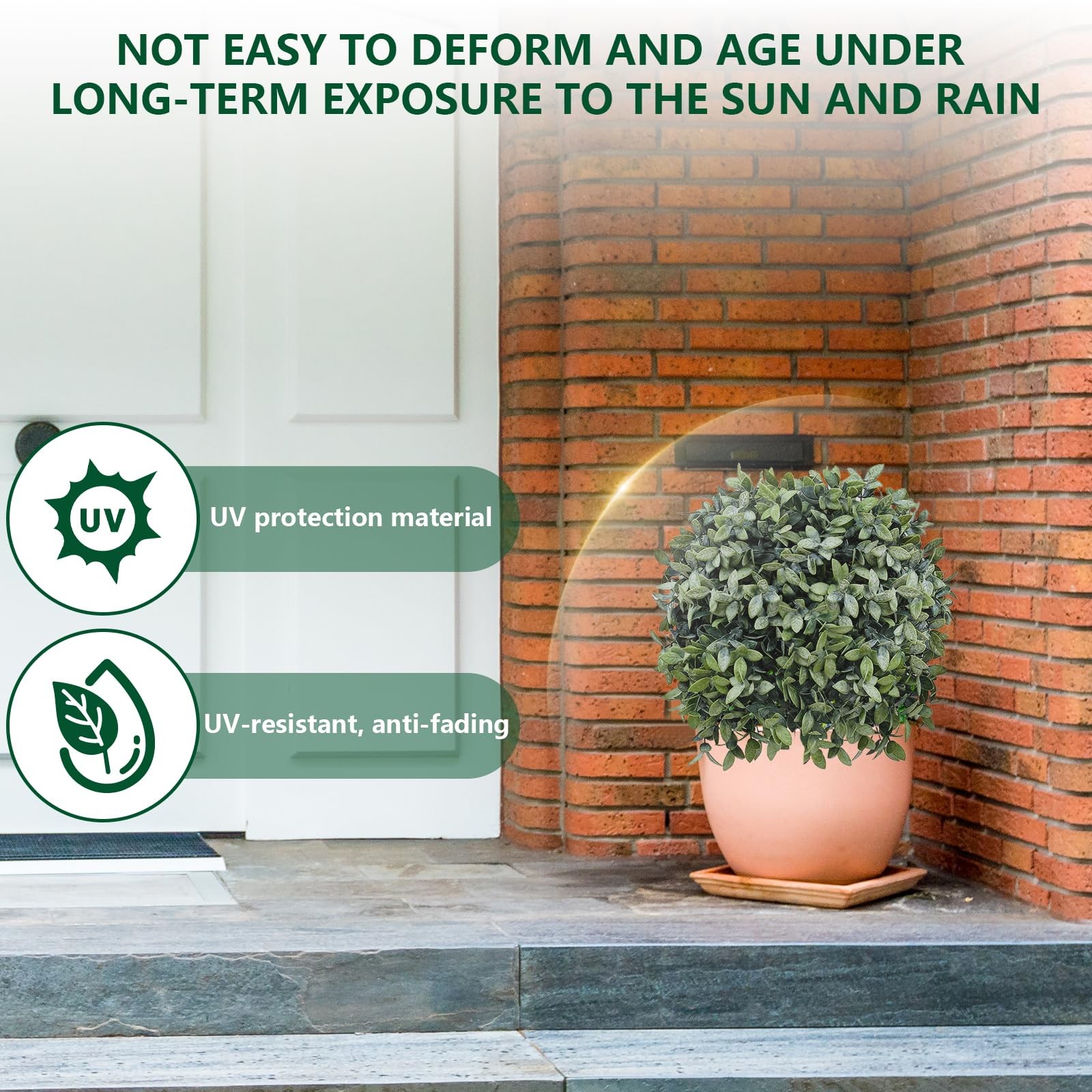 Topiary Trees Artificial Outdoor for Front Porch Set of 2 Faux Shrub Plants (…