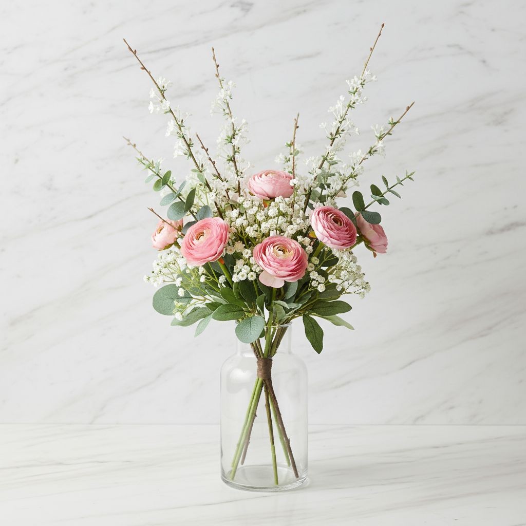 Artificial White Blossom Branch Stems Faux Spiraea Flower Filler Wedding Decor