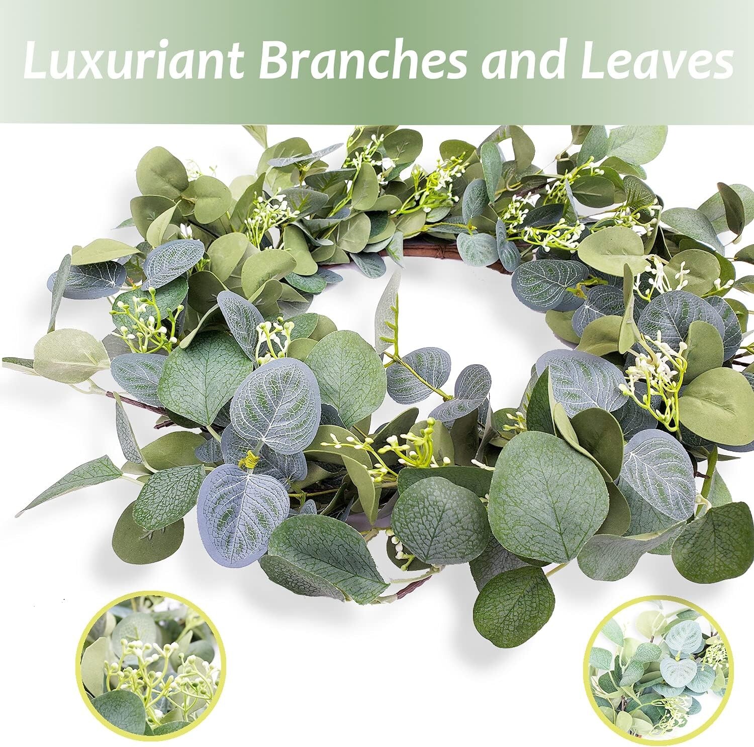 20” Silk Eucalyptus Wreath for -Round Charm – Indoor and Outdoor Use