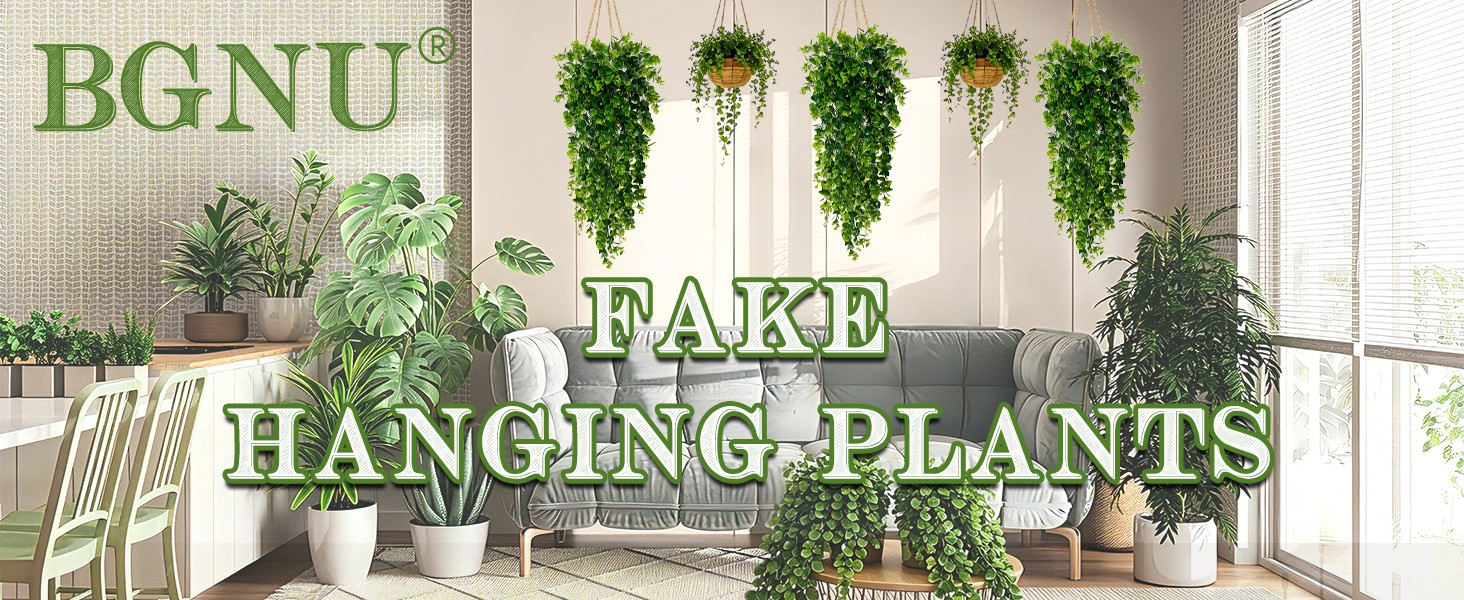 2Pcs Fake Hanging Plants Faux Greenery for Outdoor Planters Wall Plants Hanging