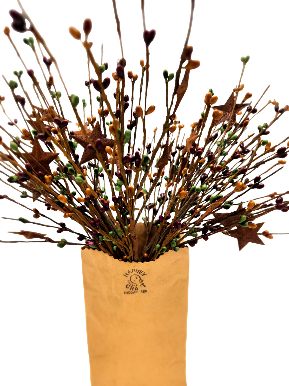 Burgundy Green & Mustard Berry Picks Artificial Berries Spray Home Decor N510