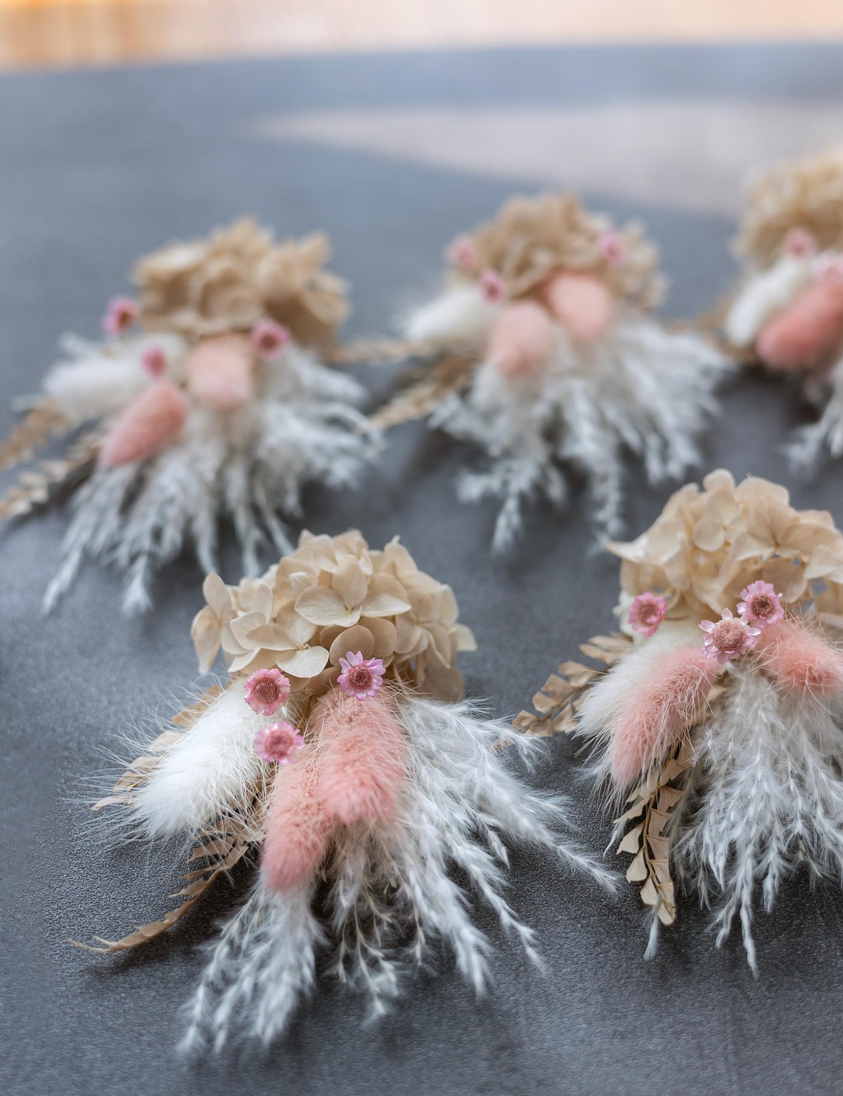 6 Pack Dusty Pink Miniature Small Dried Pampas Grass Flower Bouquet Crafts