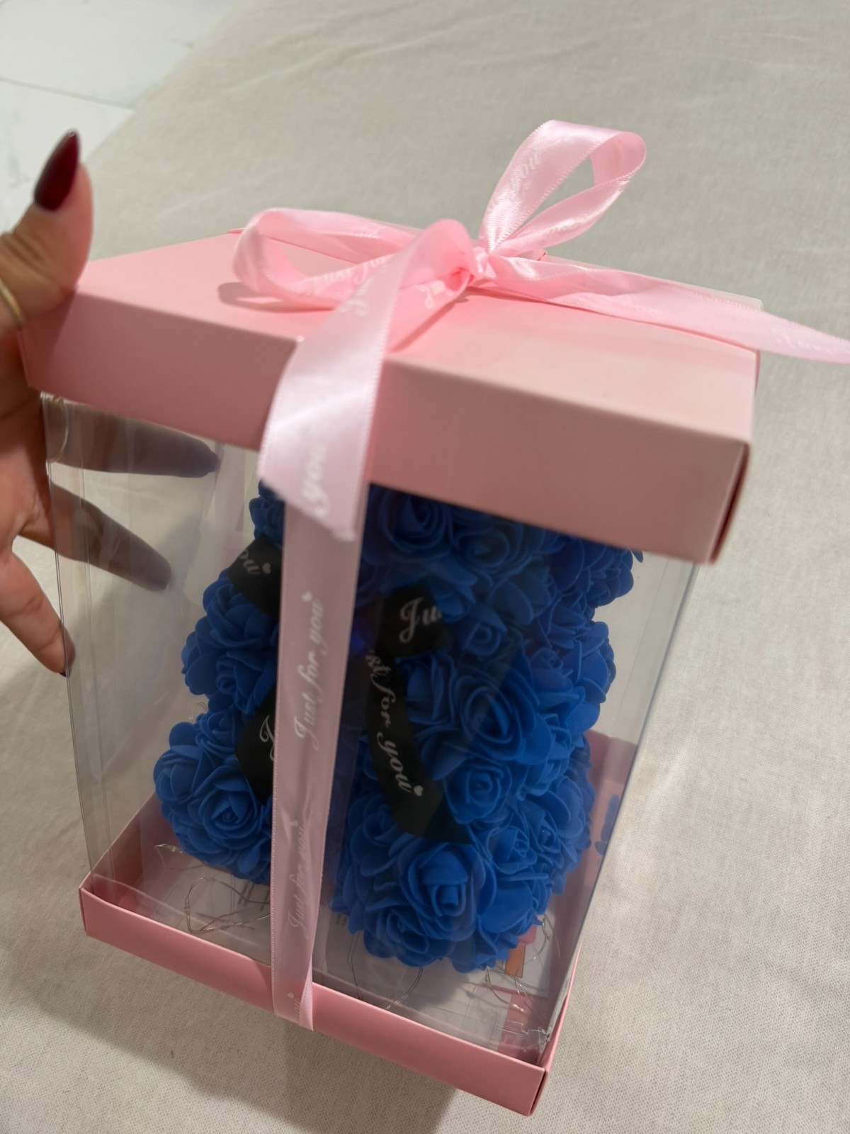 Blue Rose Bear Gift
