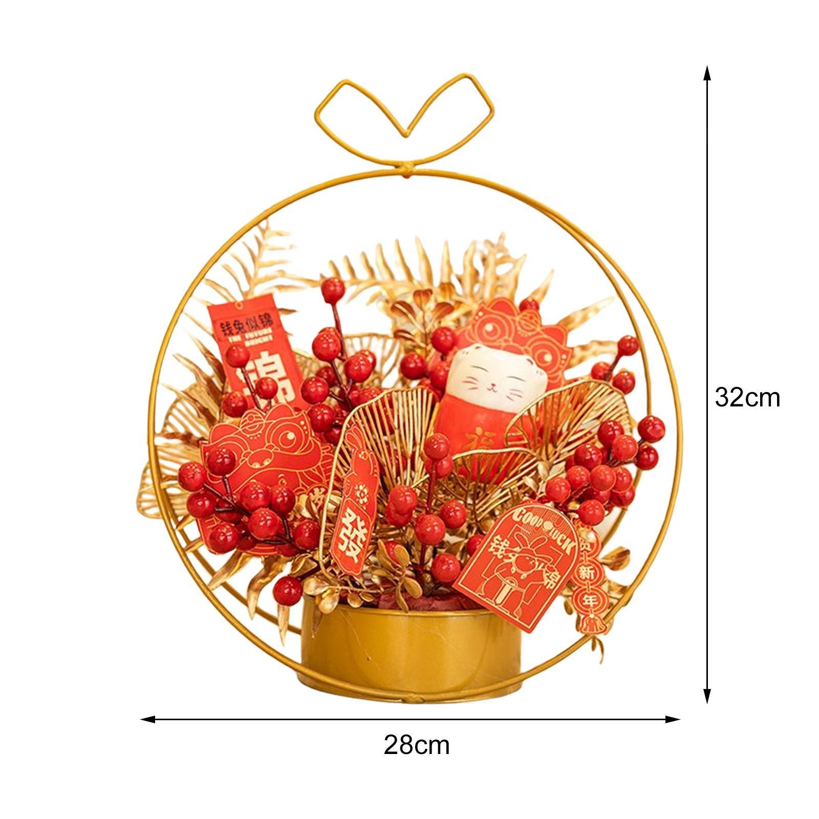 Chinese Flower Iron Basket Spring Festival Decoration Accessories Wedding Party