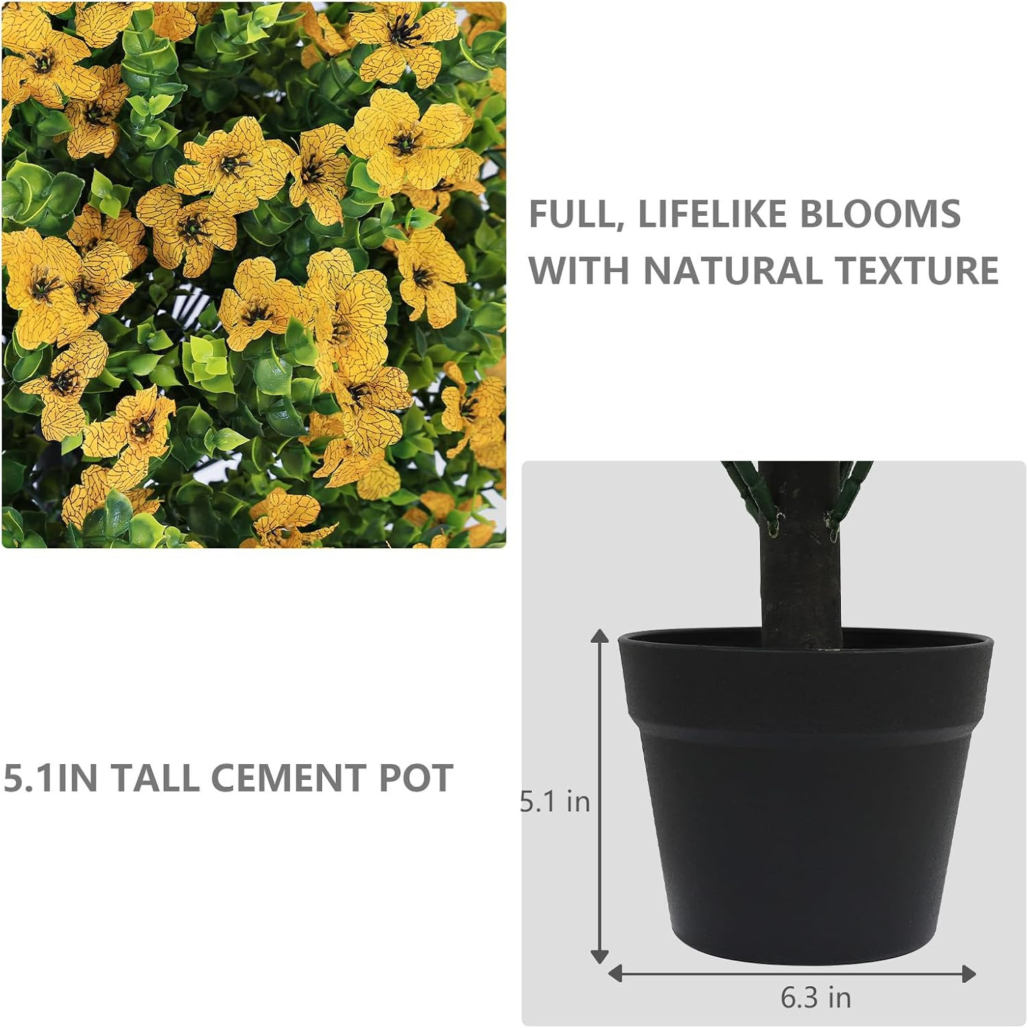 24″ UV Resistant Faux Yellow Daisy Mums – Set of 2 Potted Outdoor Plants