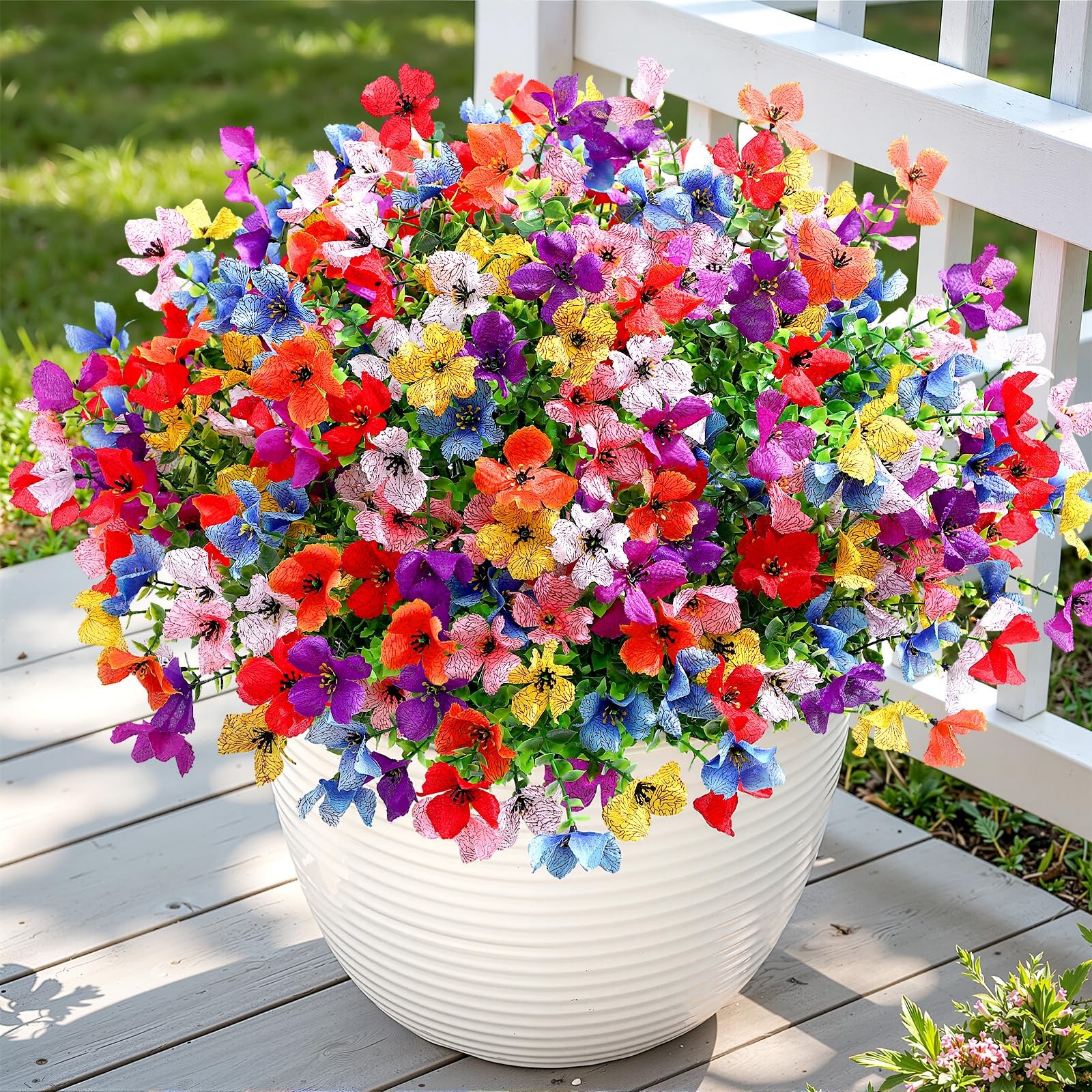 Artificial Flowers Outdoors Decoration, Fake Silk mums Eucalyptus Realistic U…