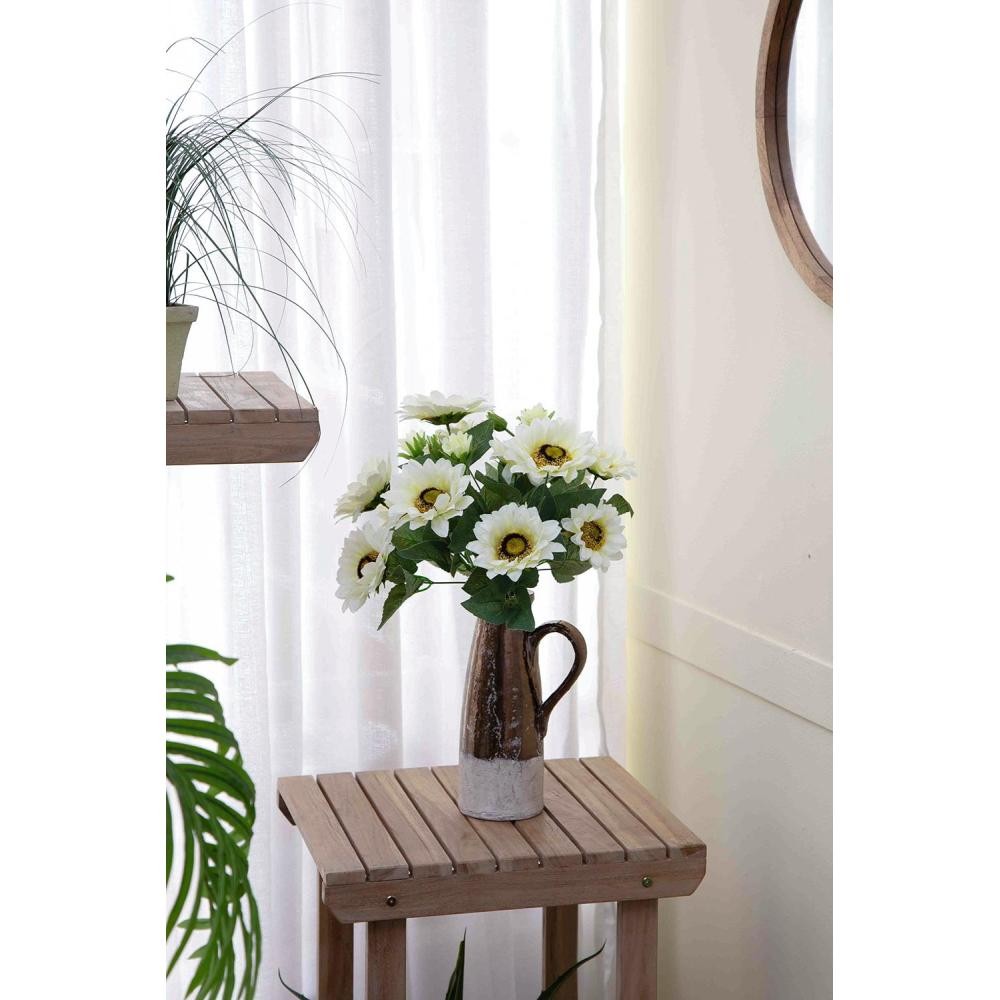 10.2 x 11 x 18.9″H Artificial Cream Sunflower BushX9, 4 Pack