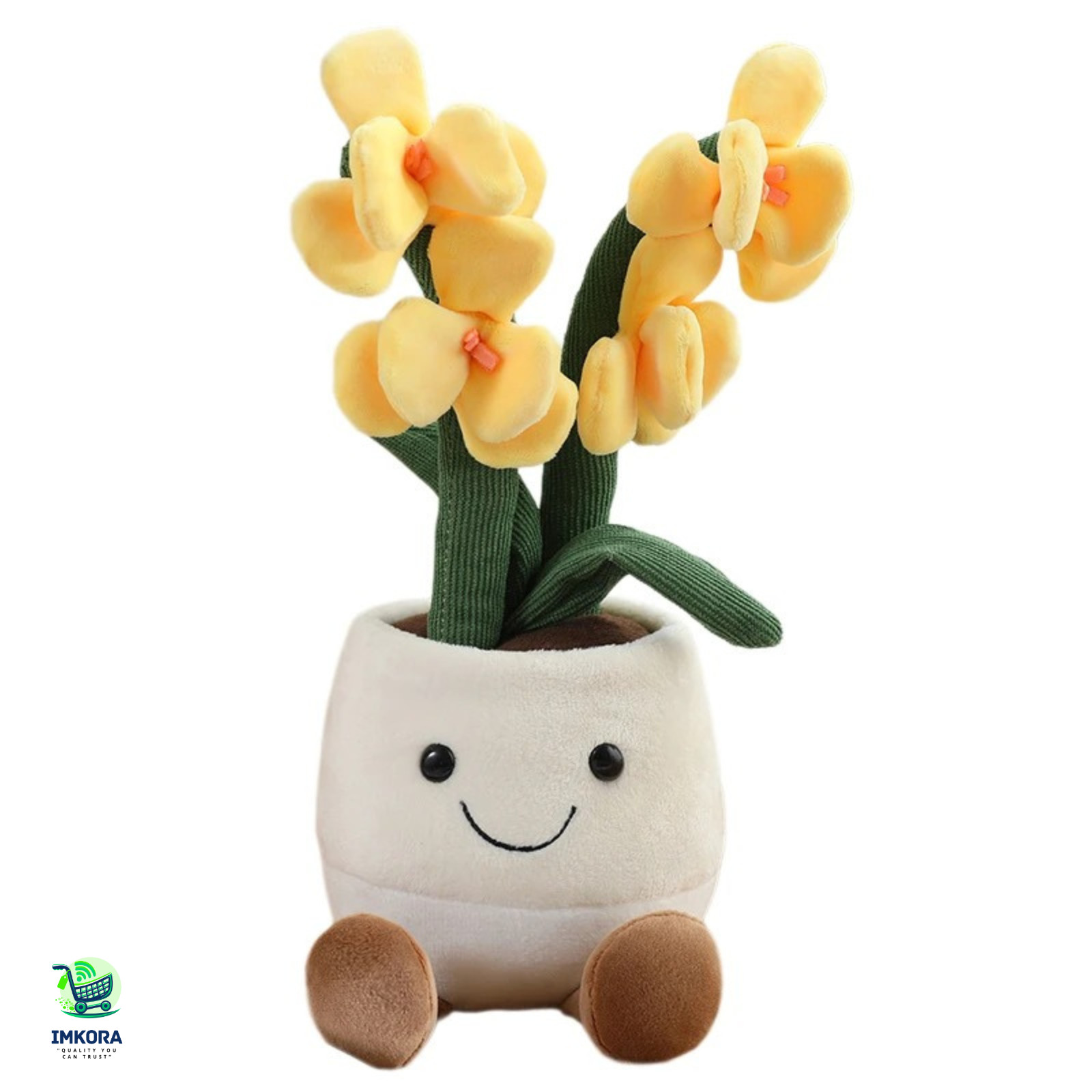 35cm Plush Orchid Flower Pot Doll Smiling Plant Plush Toy Cute Stuffed Pillow