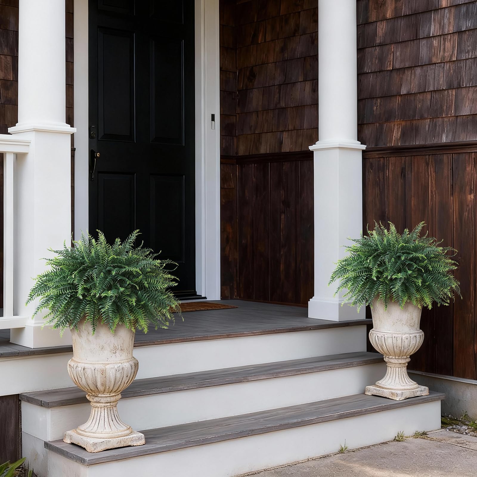 Artificial Ferns Potted Plant for Front Door Decoration – 2 Sets UV Resistant…