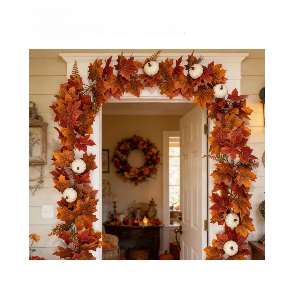Silk Fabric Maple Leaf Vine Garland for Long-Lasting Autumn Seasonal Decor