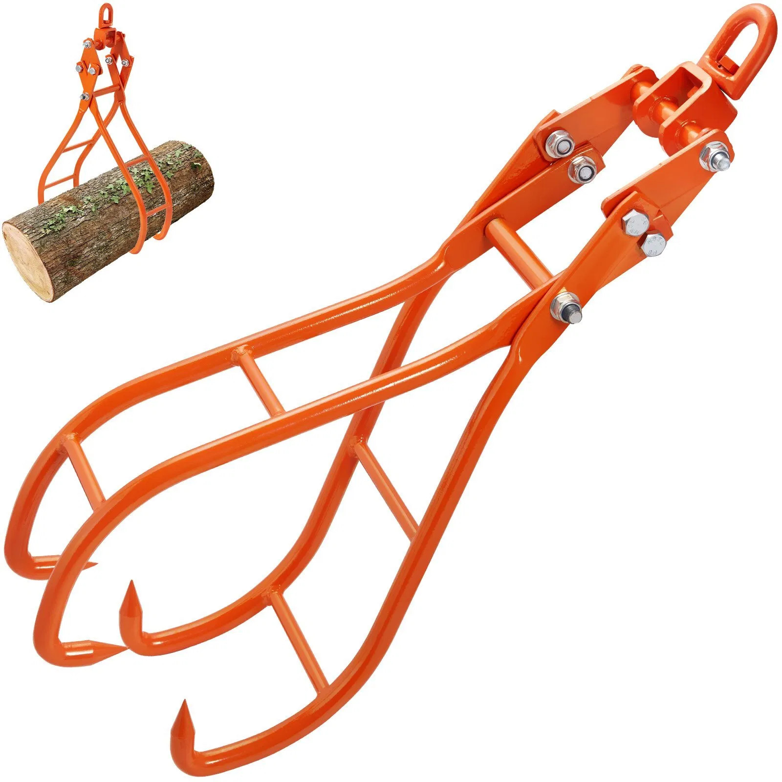 Timber Claw Hook, 28 inch 4 Claw Log Grapple for Logging Tongs, Swivel Steel Log